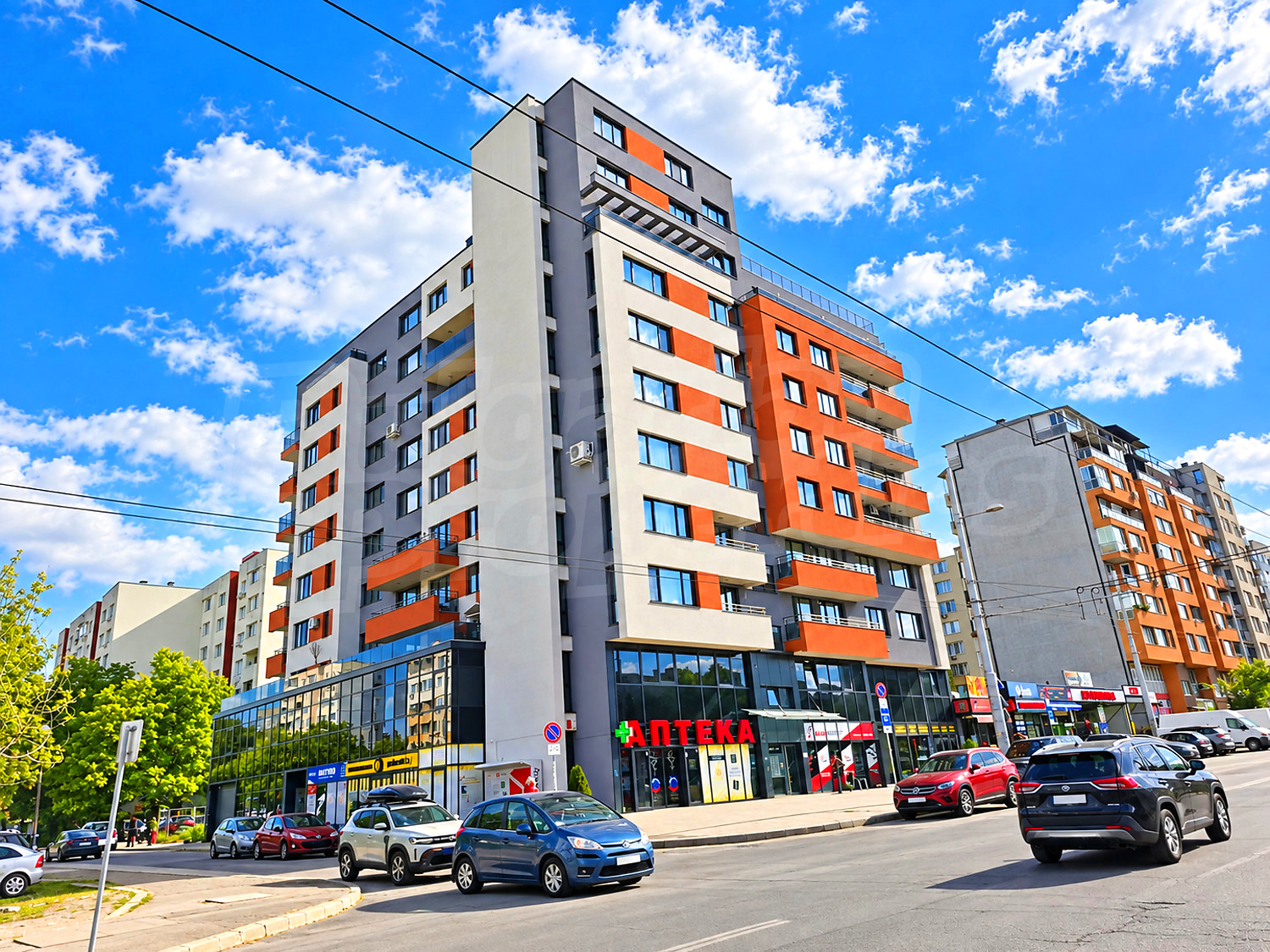facade, outside, parking
