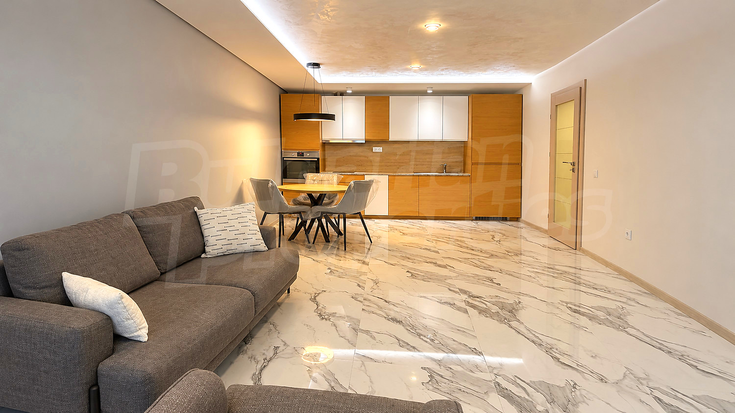 inside, living room, kitchen, furnished