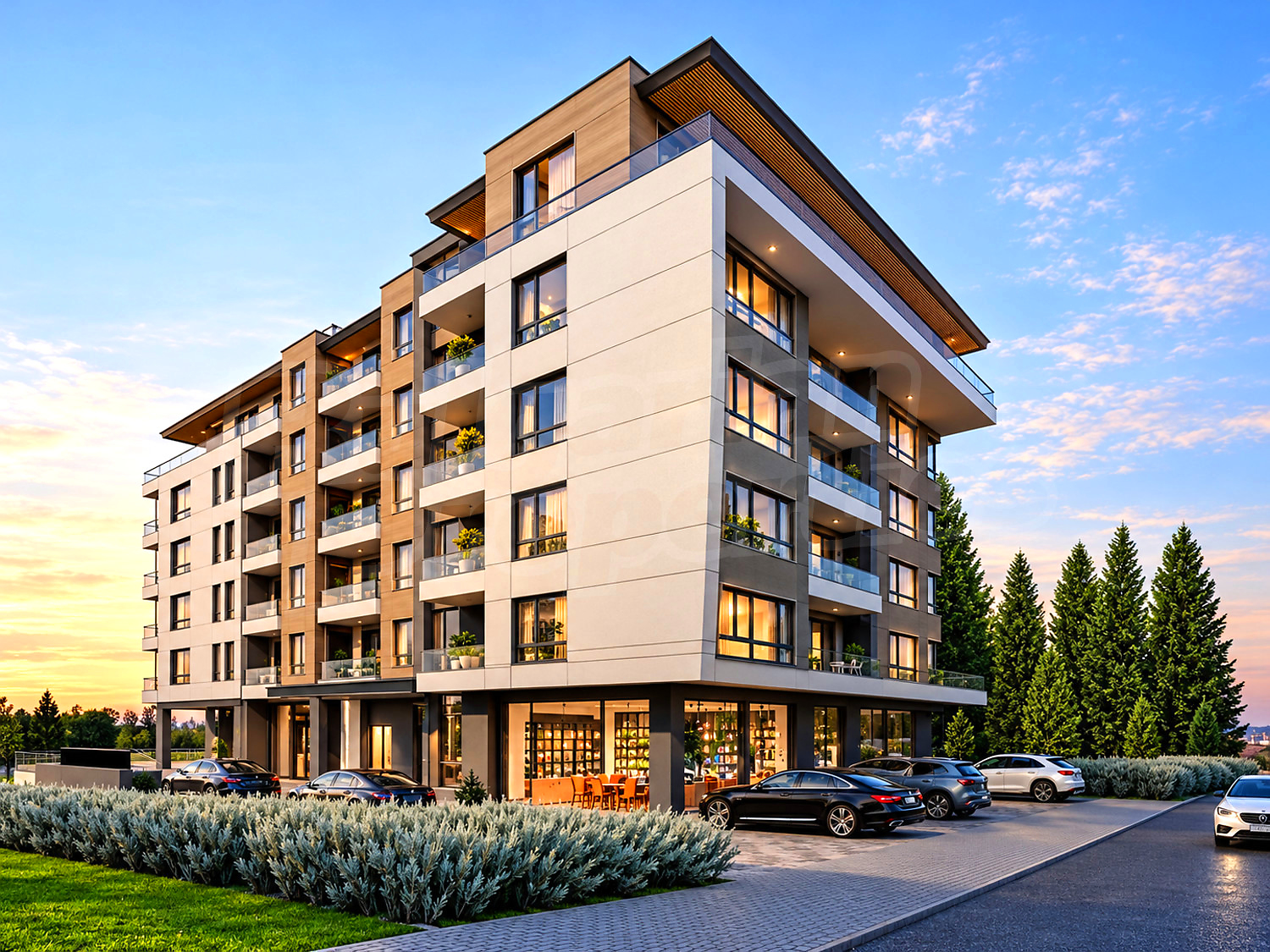 facade, outside, parking