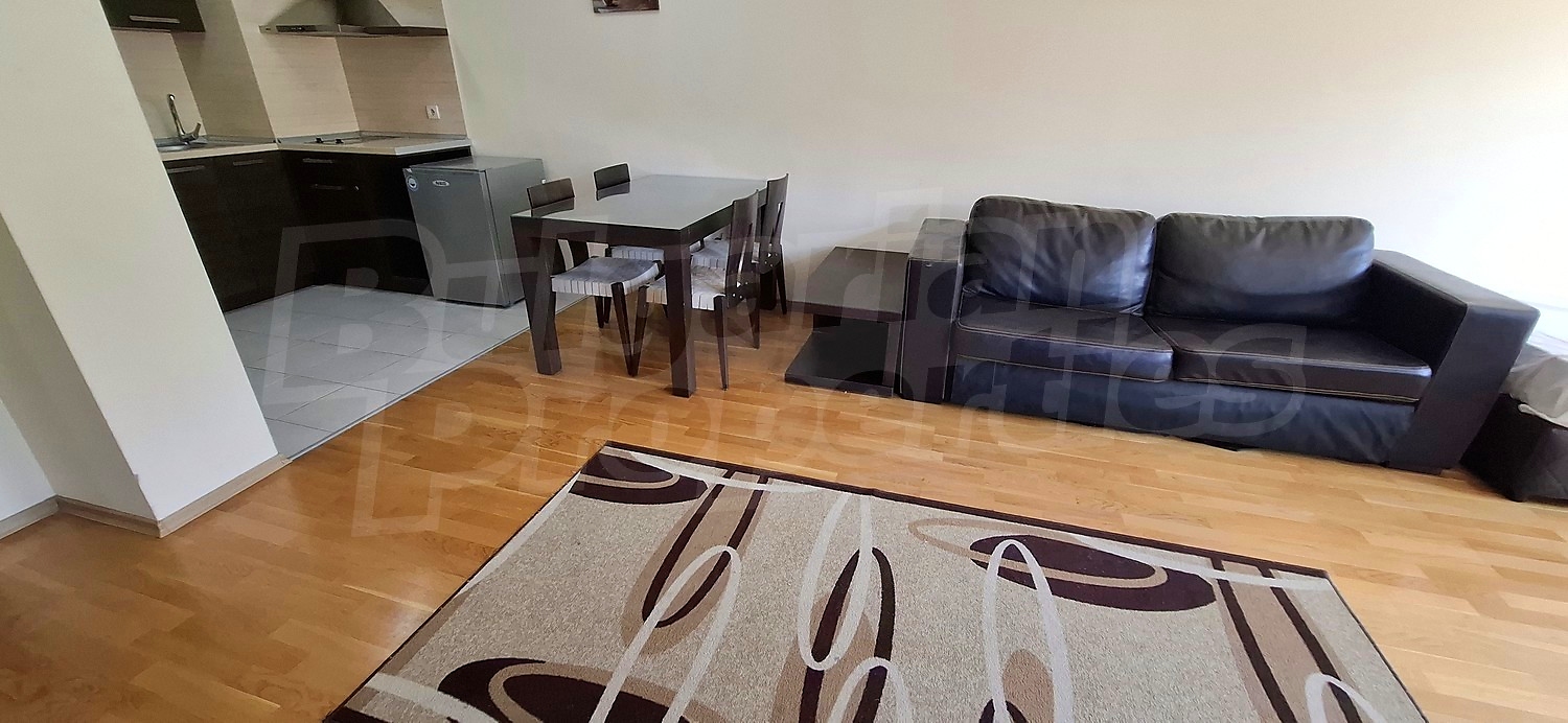inside, kitchen, living room, furnished