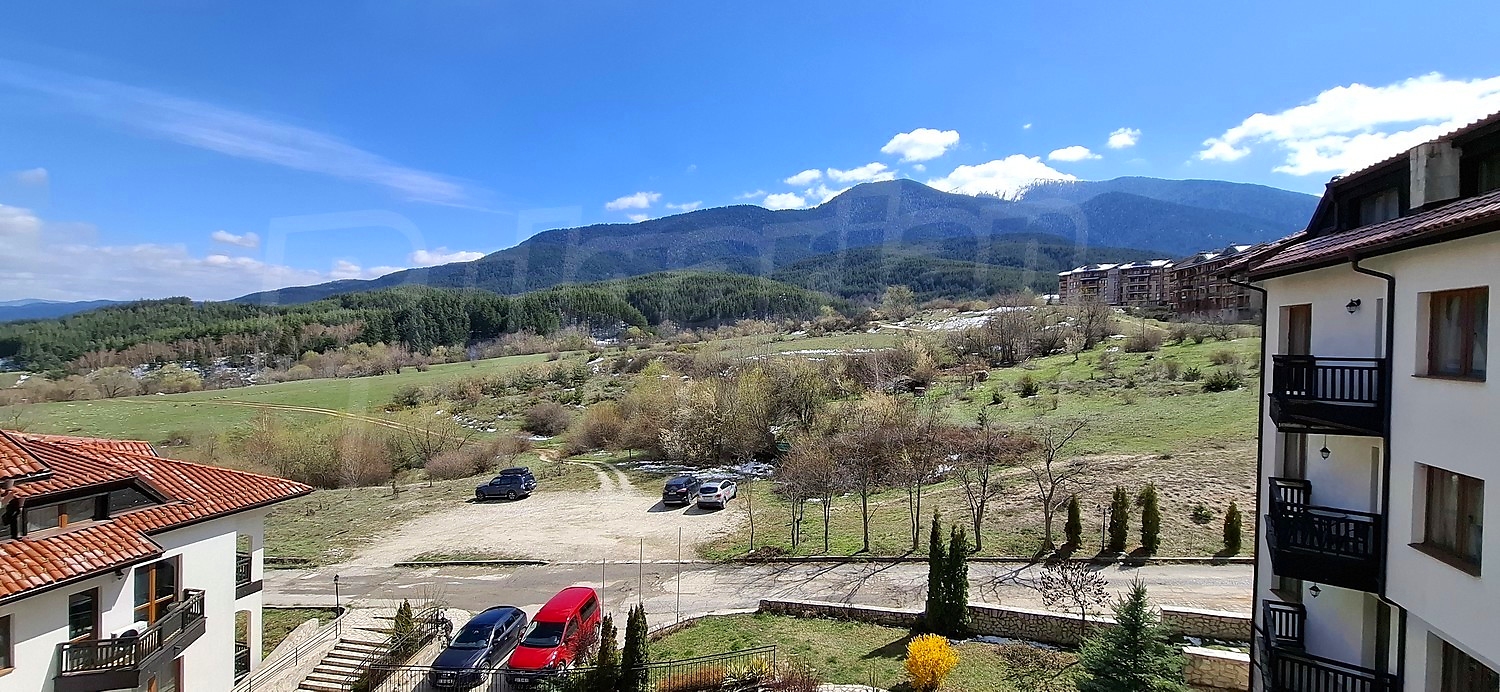 outside, view from balcony, mountain, parking, green area