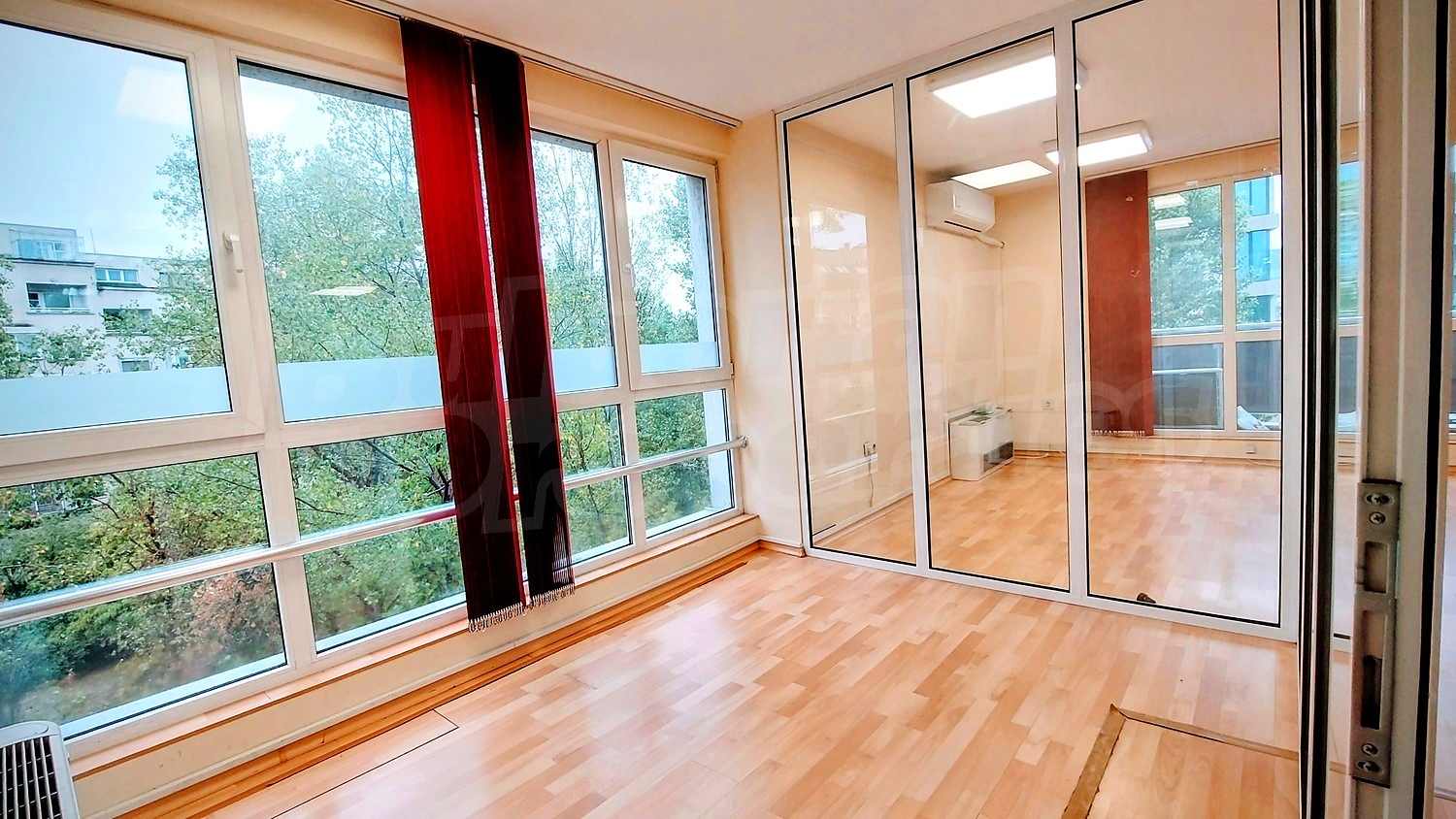inside, view from balcony, furnished
