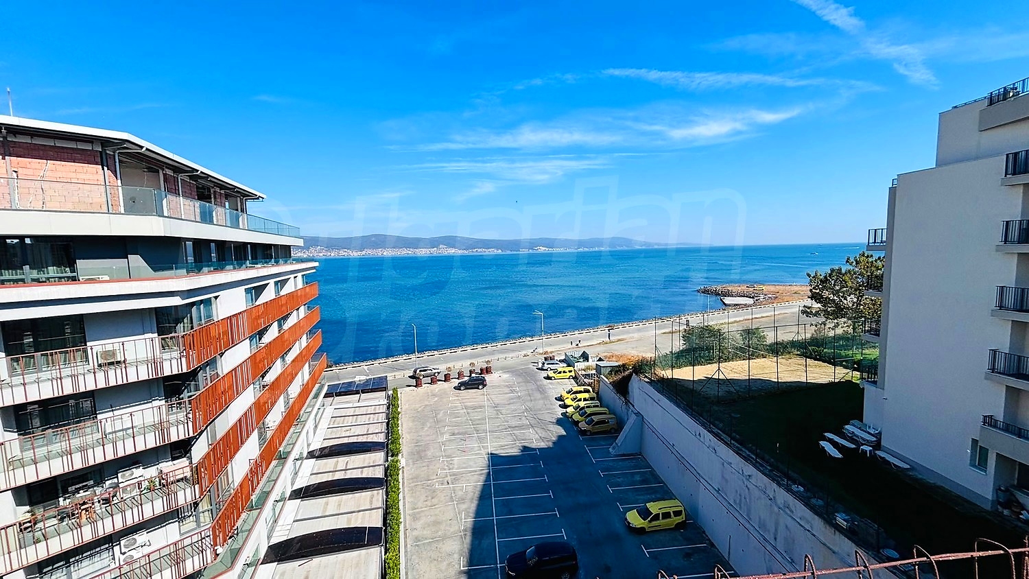 outside, sea, parking, view from balcony