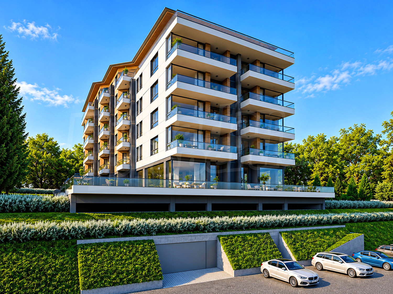 facade, garden, parking