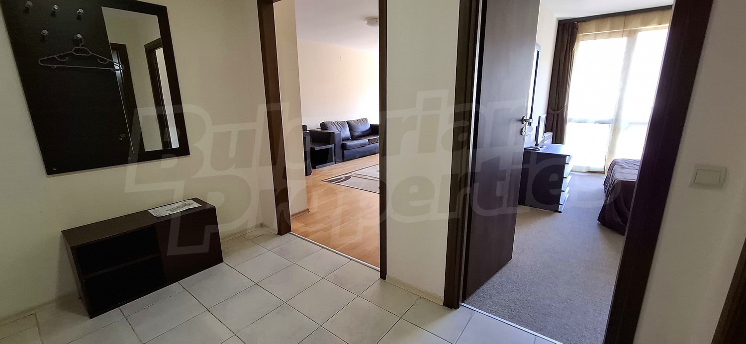 inside, hallway, living room, bedroom, furnished