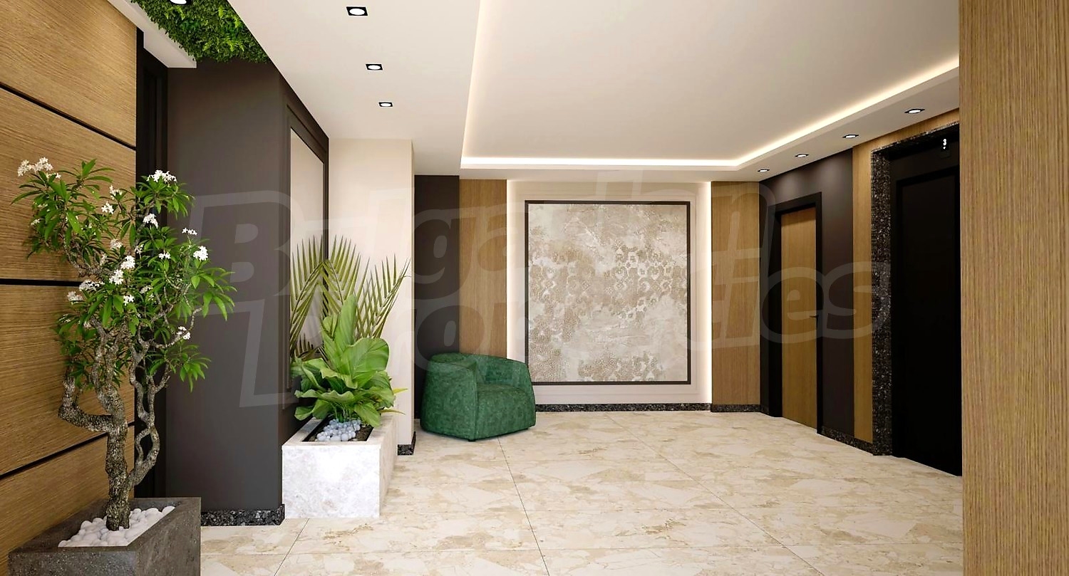 inside building entrance, furnished