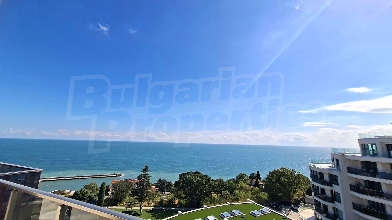 outside, view from balcony, sea, facade, garden