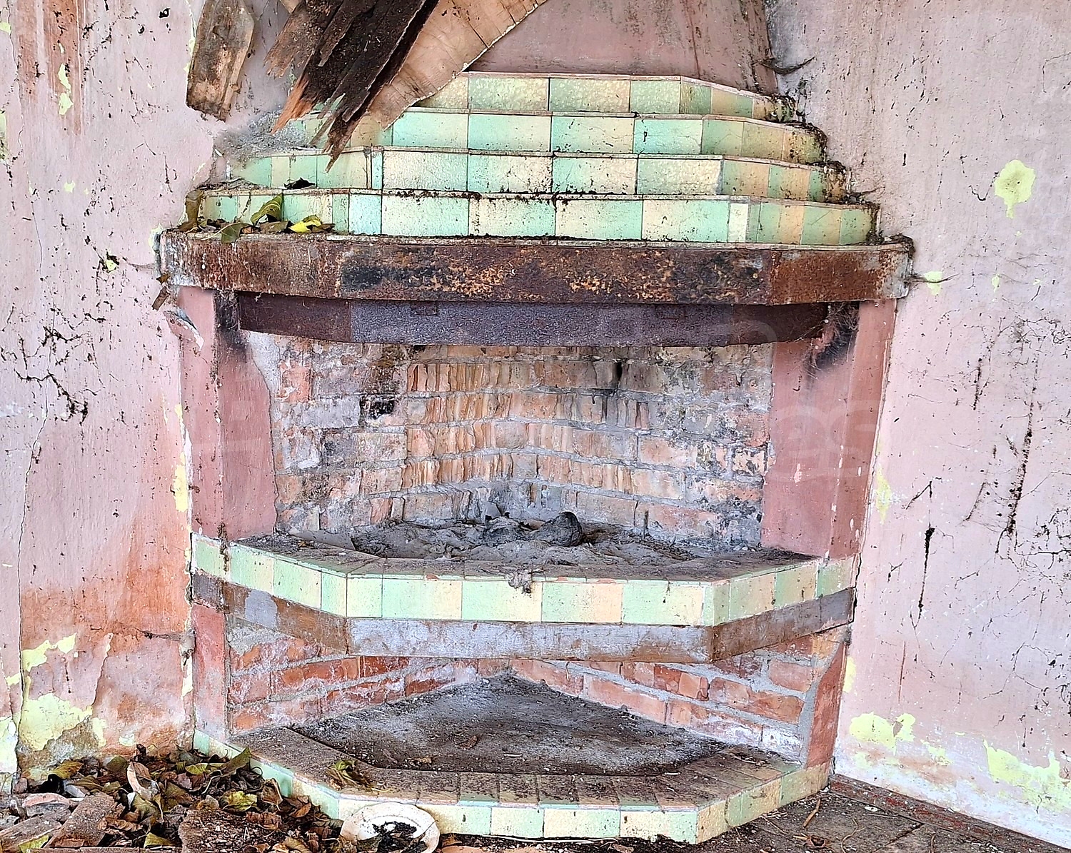 inside, fireplace