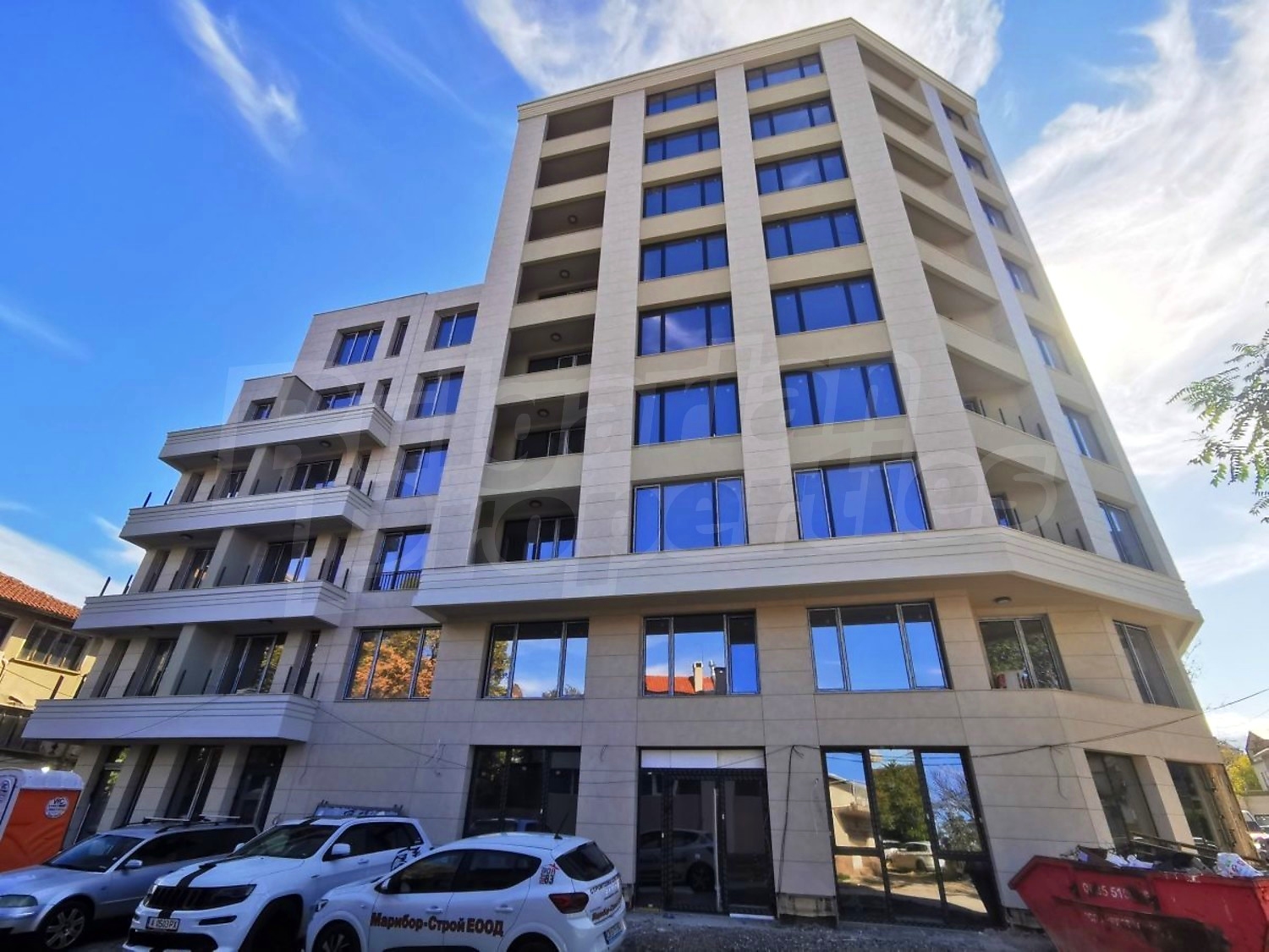 facade, outside, parking
