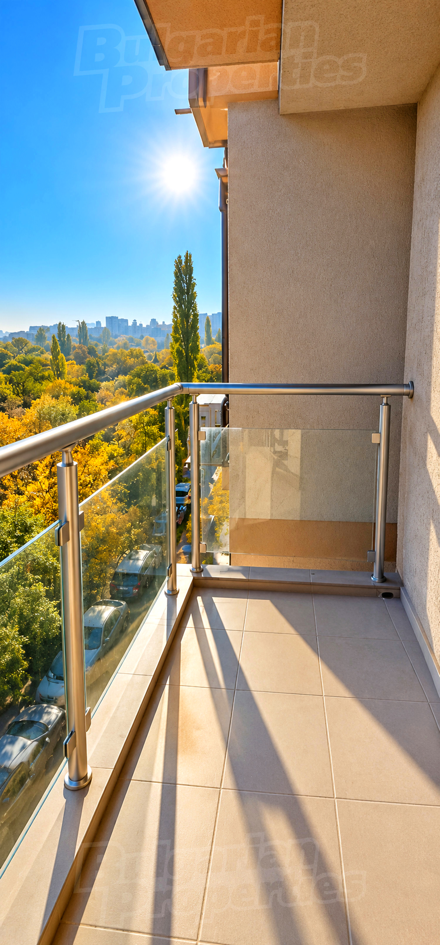 balcony, view from balcony, outside, green area
