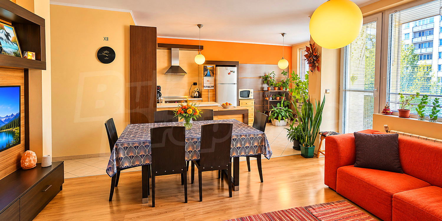 inside, living room, kitchen, furnished