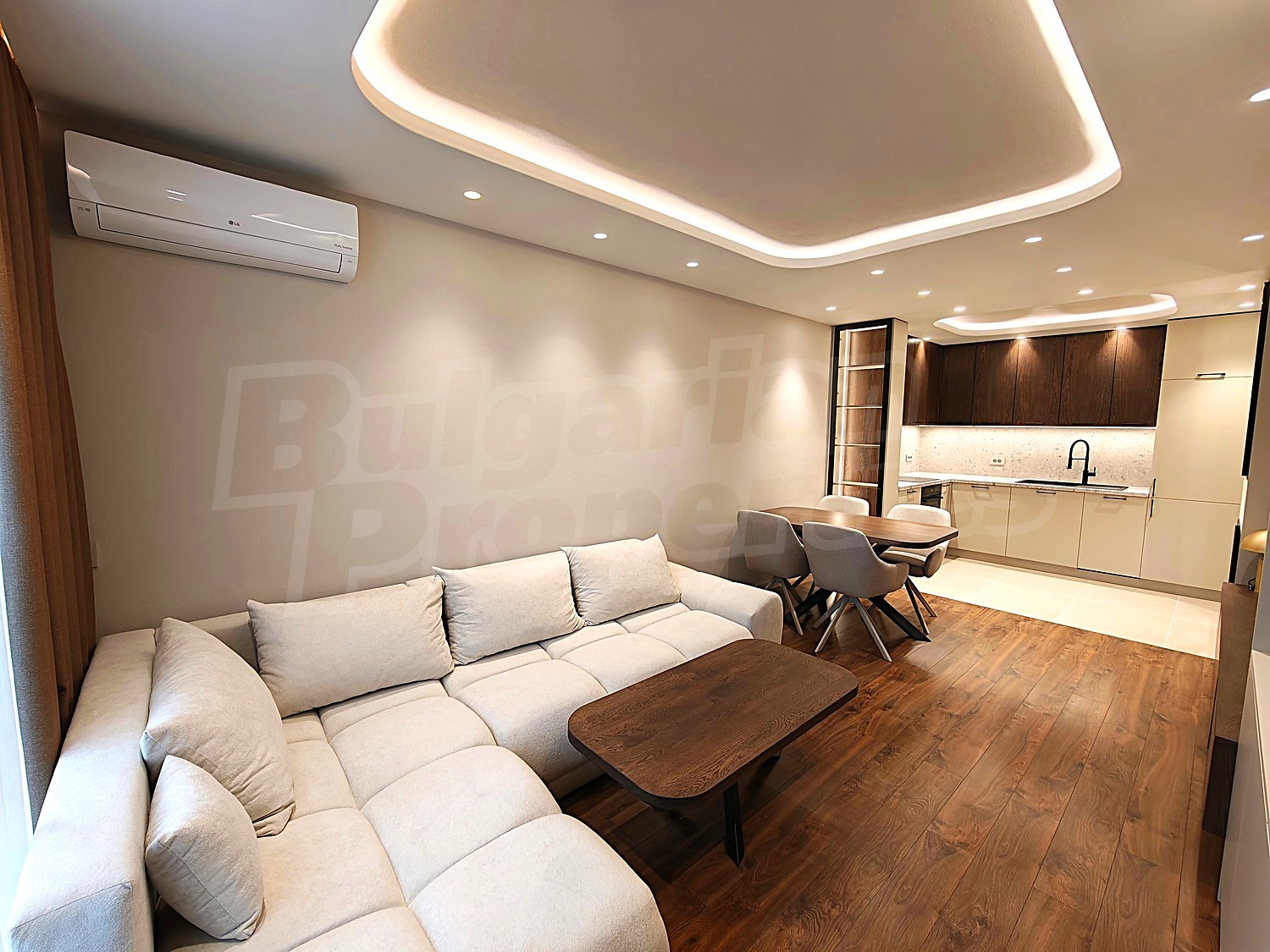 inside, living room, kitchen, furnished