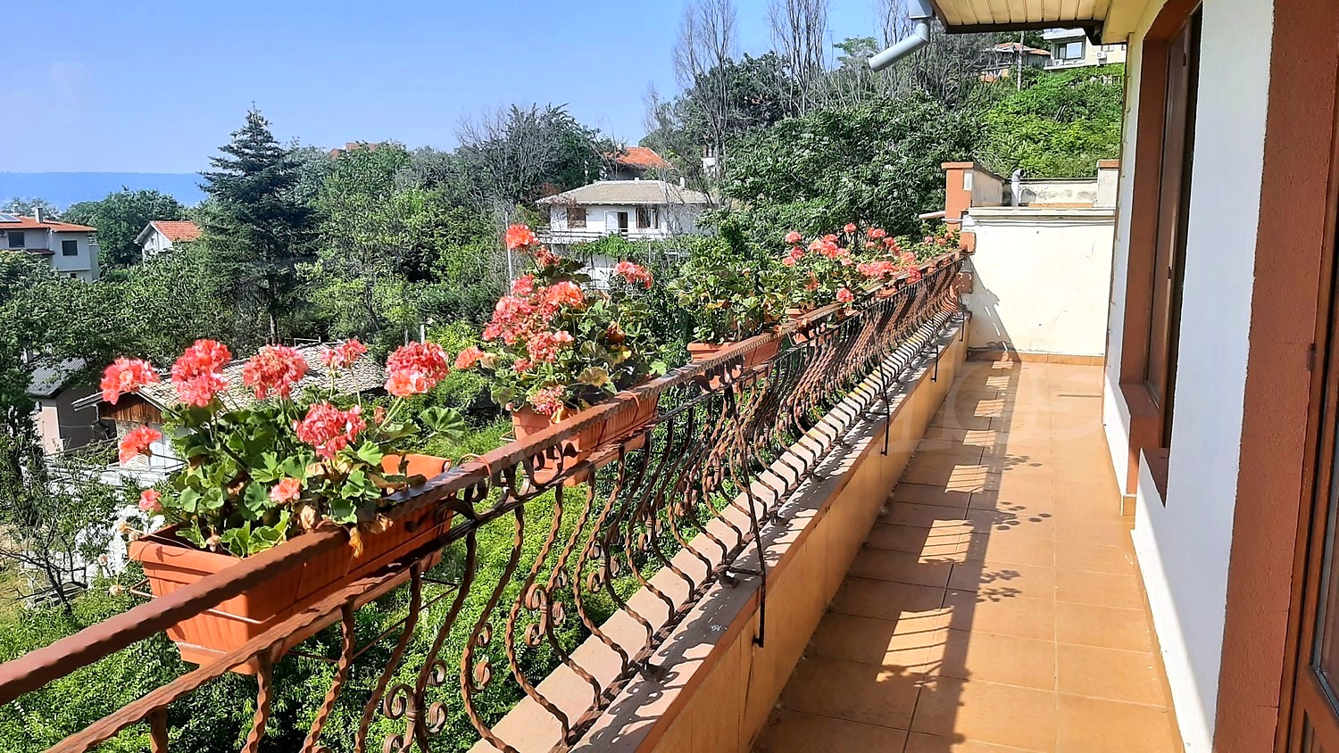balcony, outside, view from balcony, green area