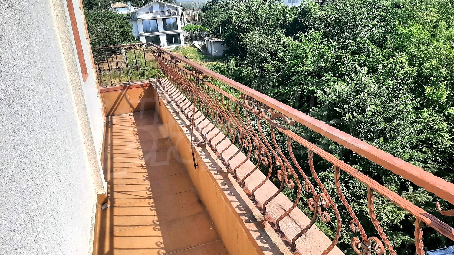 balcony, view from balcony, outside, green area