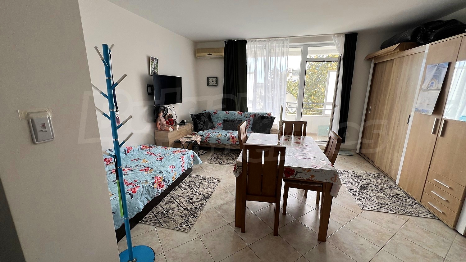 inside, living room, balcony, furnished