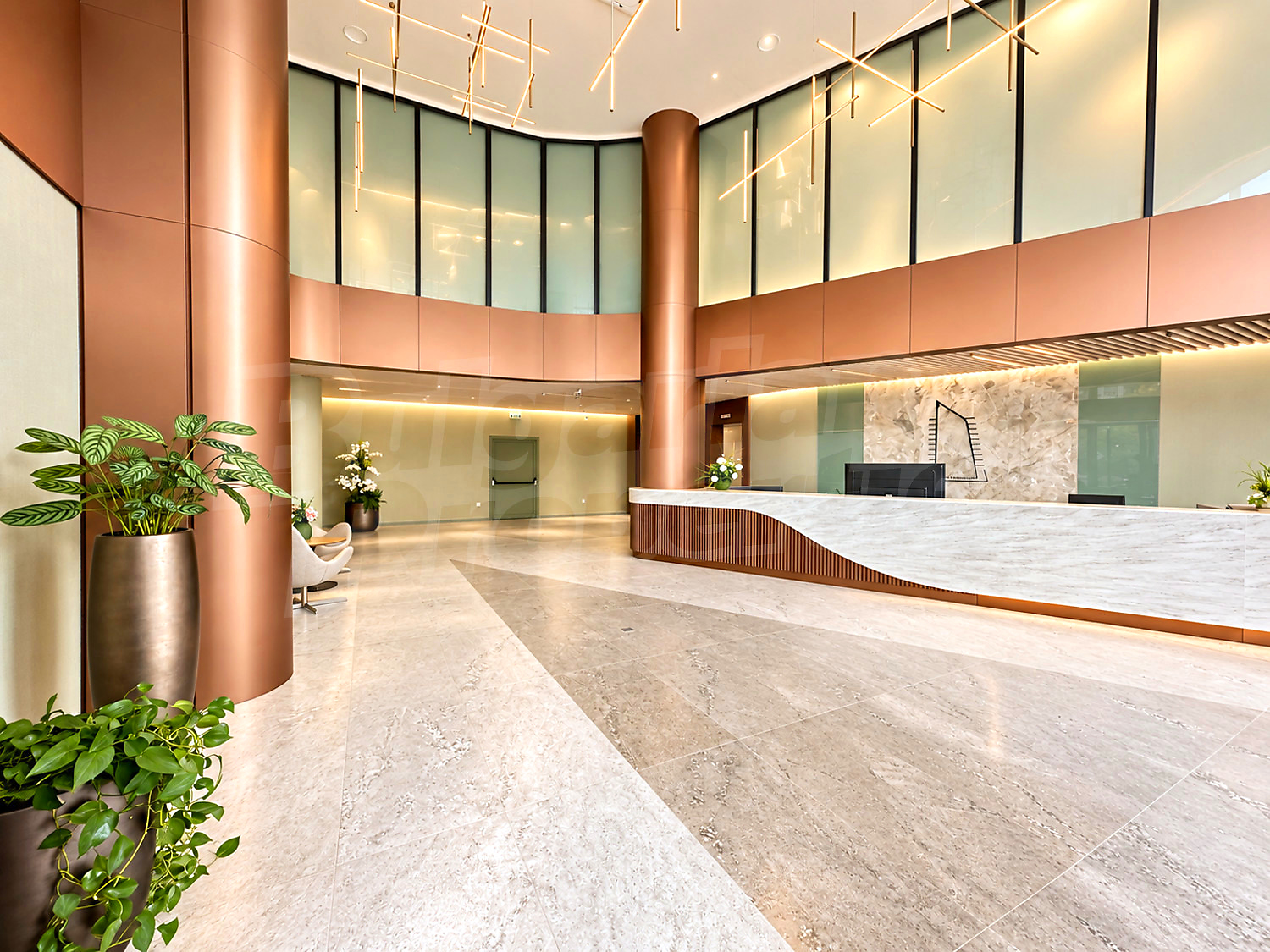 inside building entrance, furnished