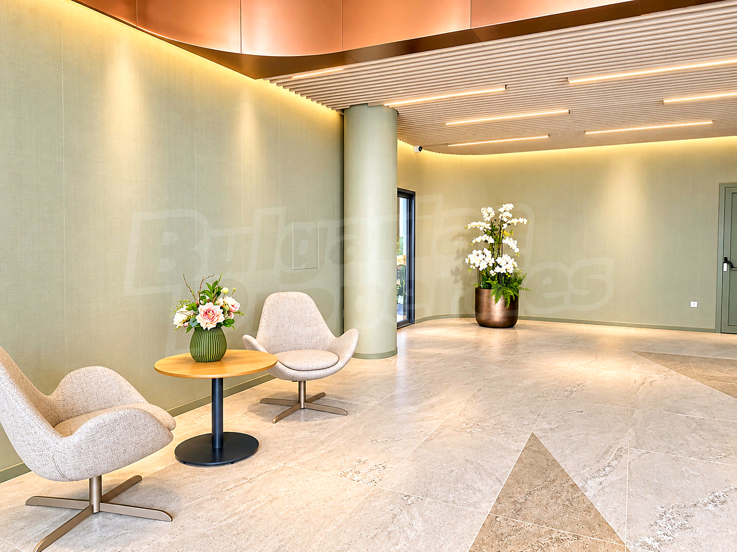 inside, furnished, inside building entrance
