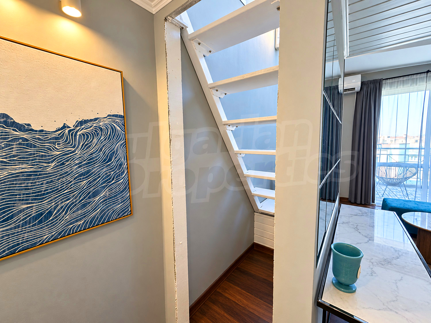 inside, furnished, view from balcony