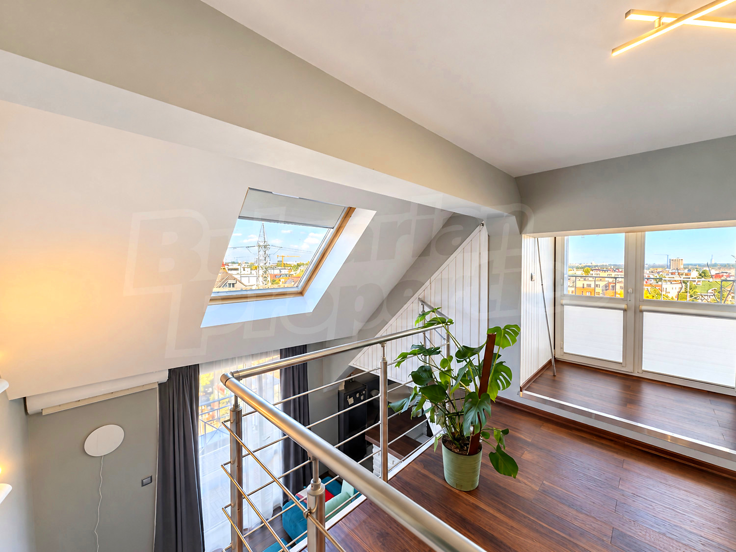 inside, view from balcony, balcony, furnished