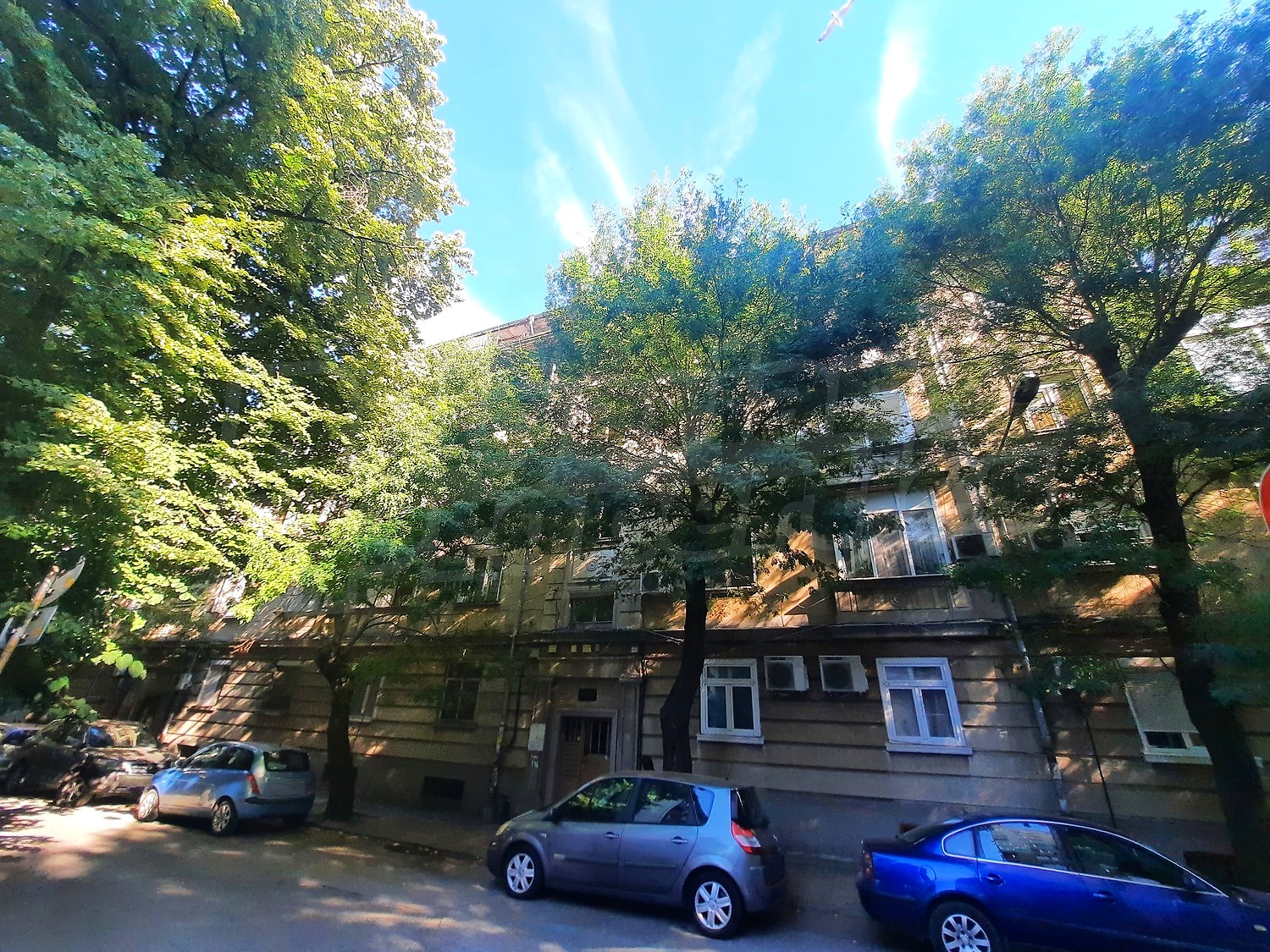 outside, facade, parking, green area
