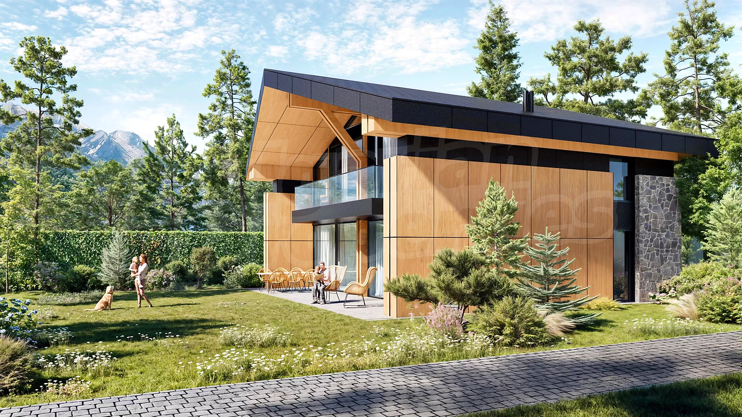 outside, facade, garden, mountain, green area
