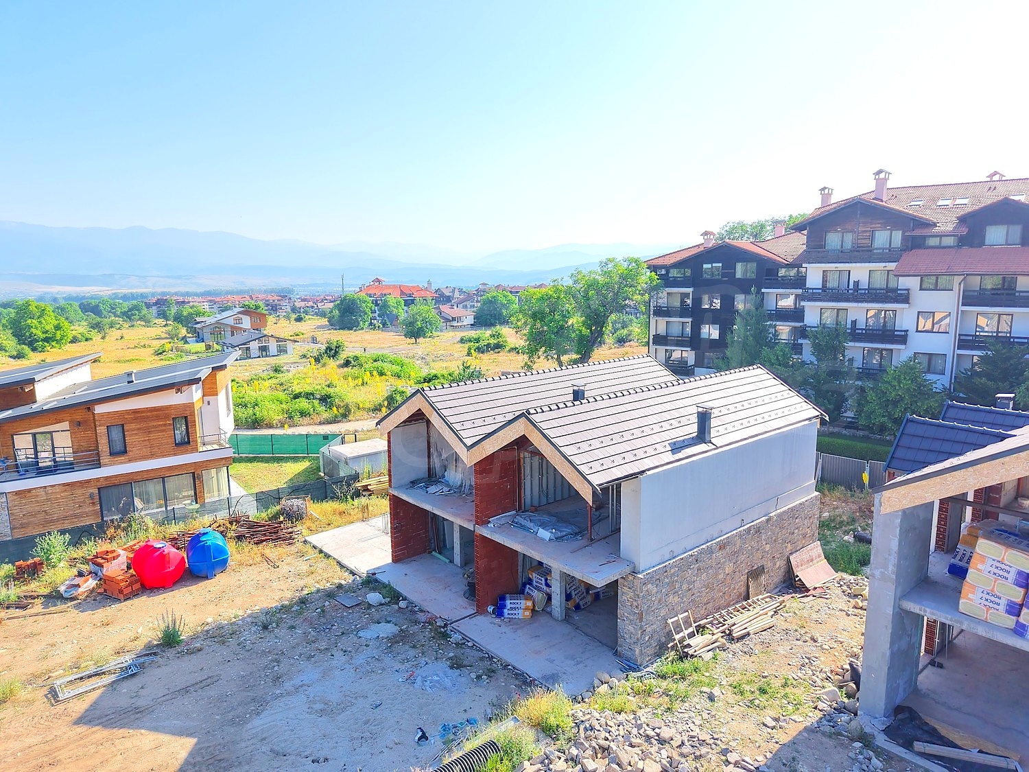 outside, facade, mountain, view from balcony, green area