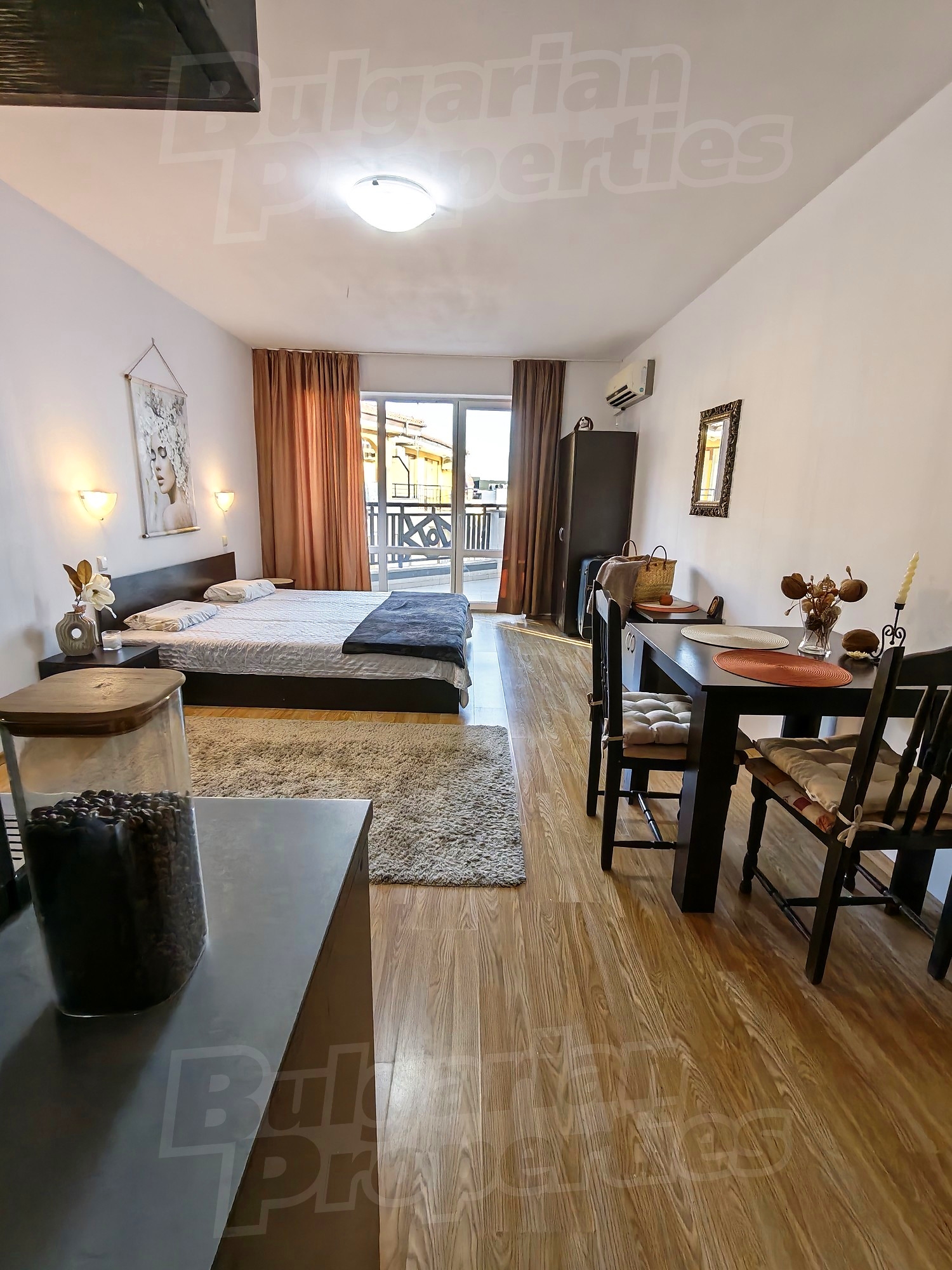 inside, bedroom, furnished, balcony