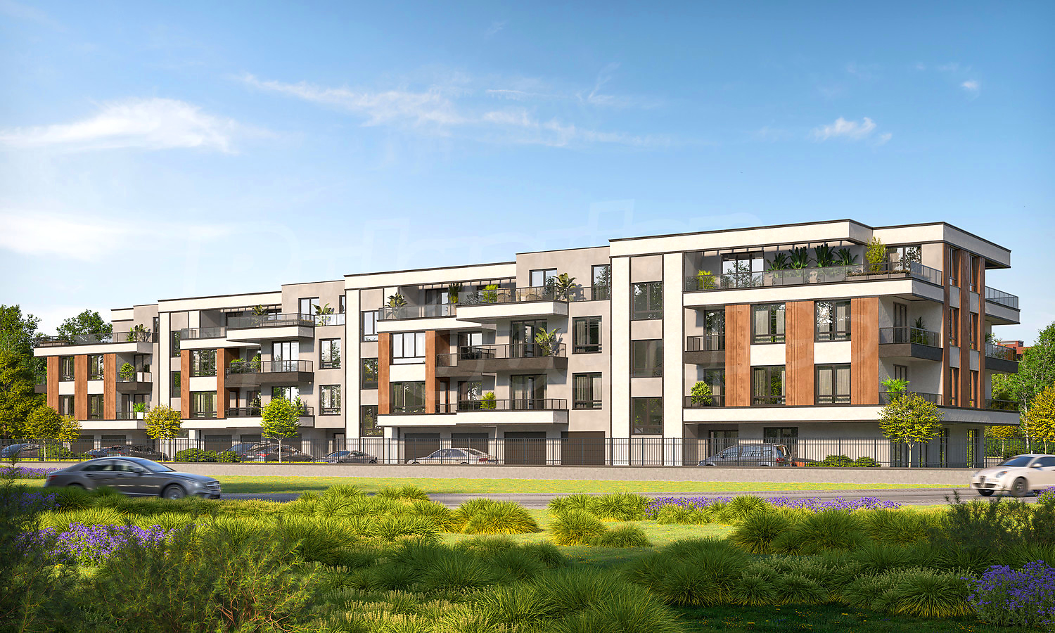 outside, facade, green area, parking