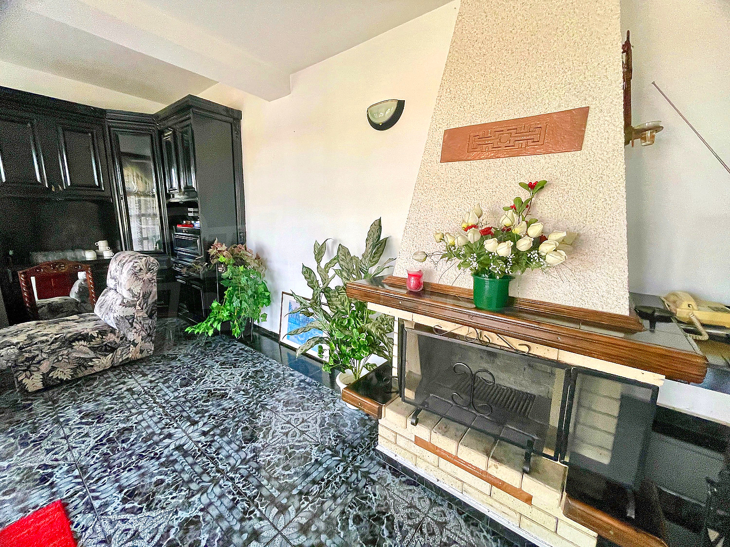 inside, living room, fireplace, furnished