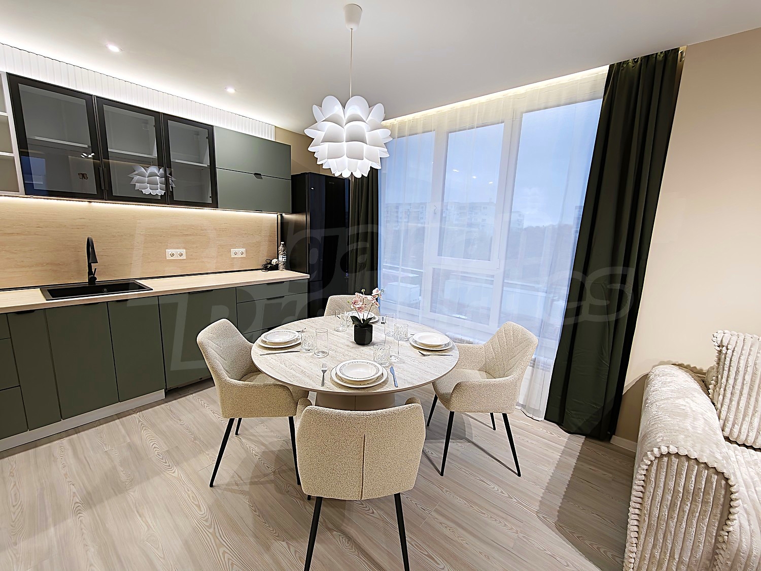 inside, kitchen, furnished
