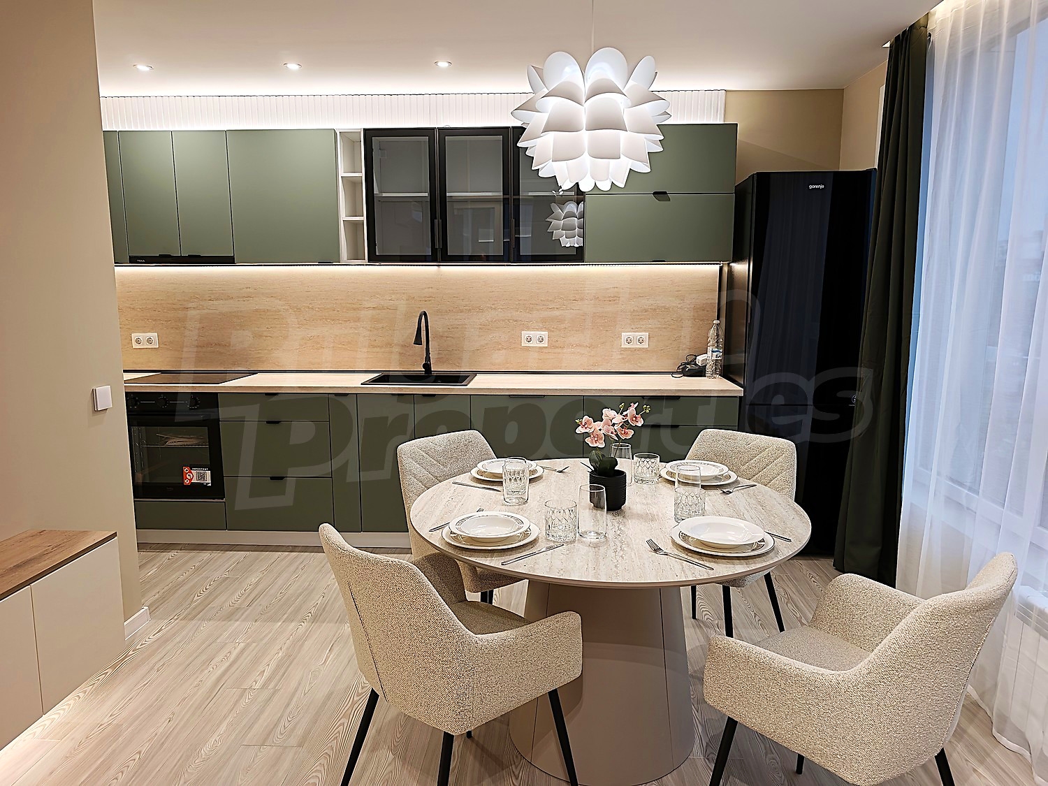 inside, kitchen, furnished