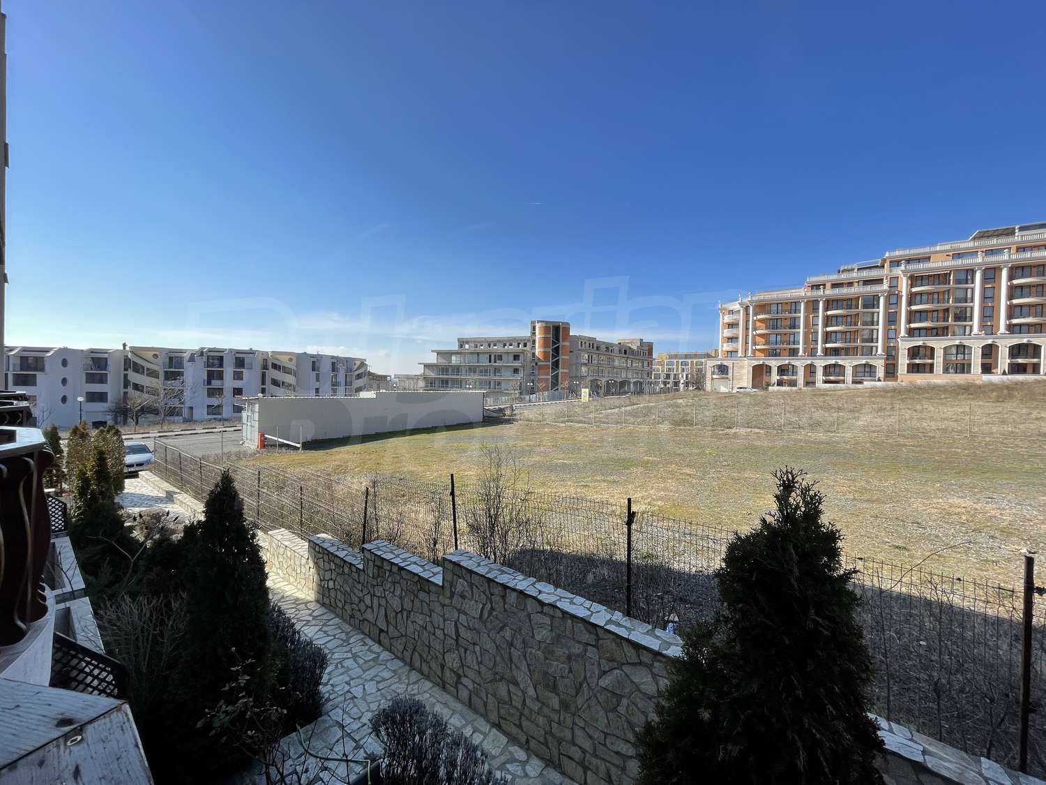 outside, view from balcony, facade, garden