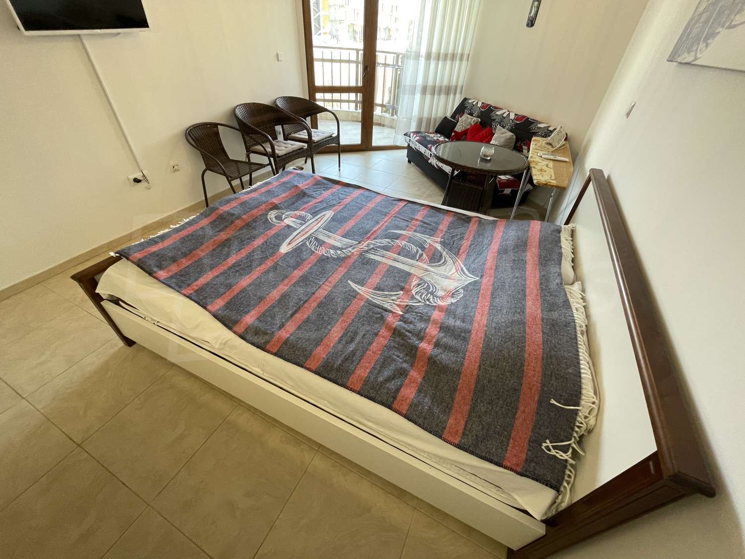 inside, bedroom, balcony, furnished