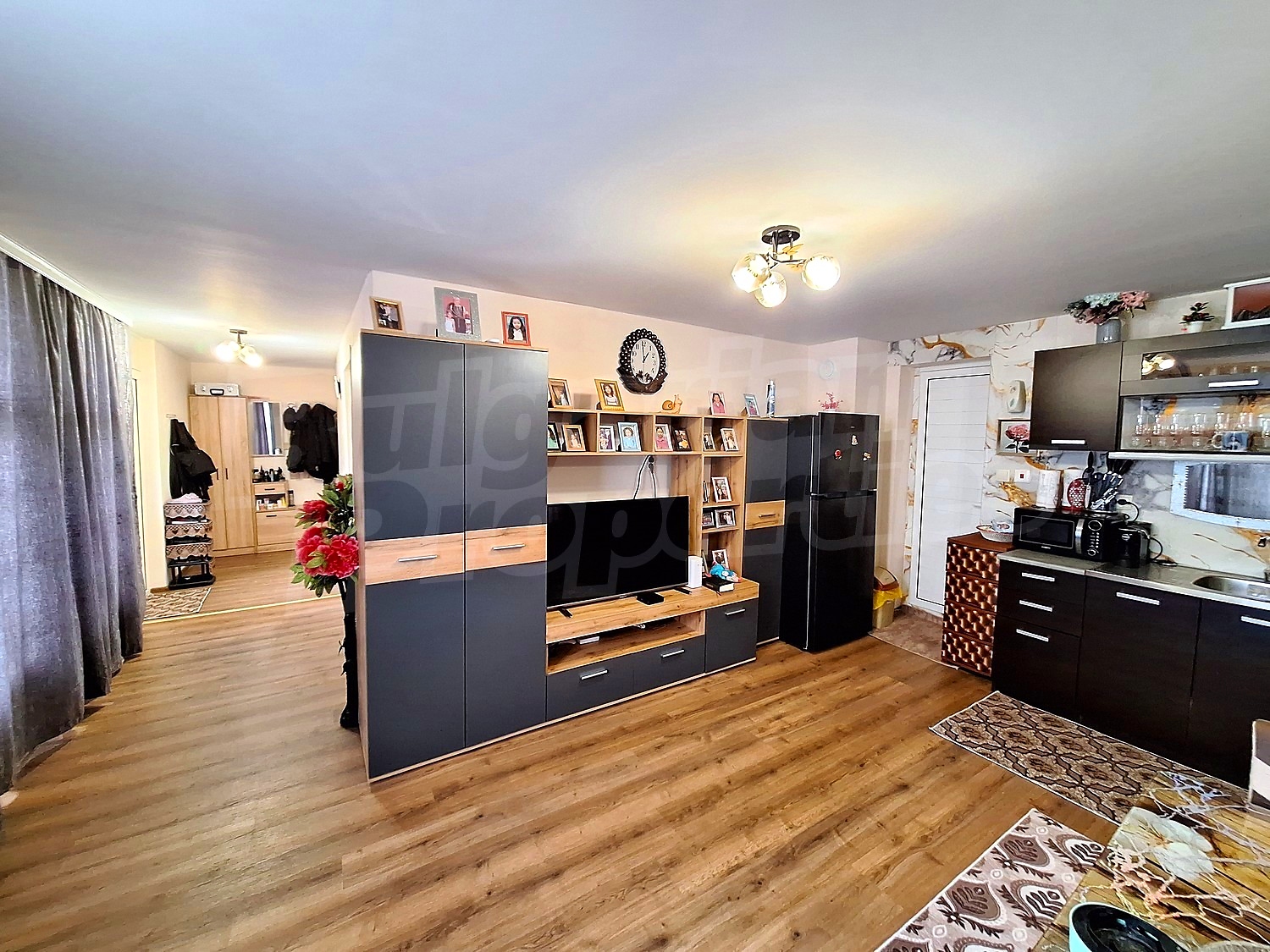 inside, living room, kitchen, furnished