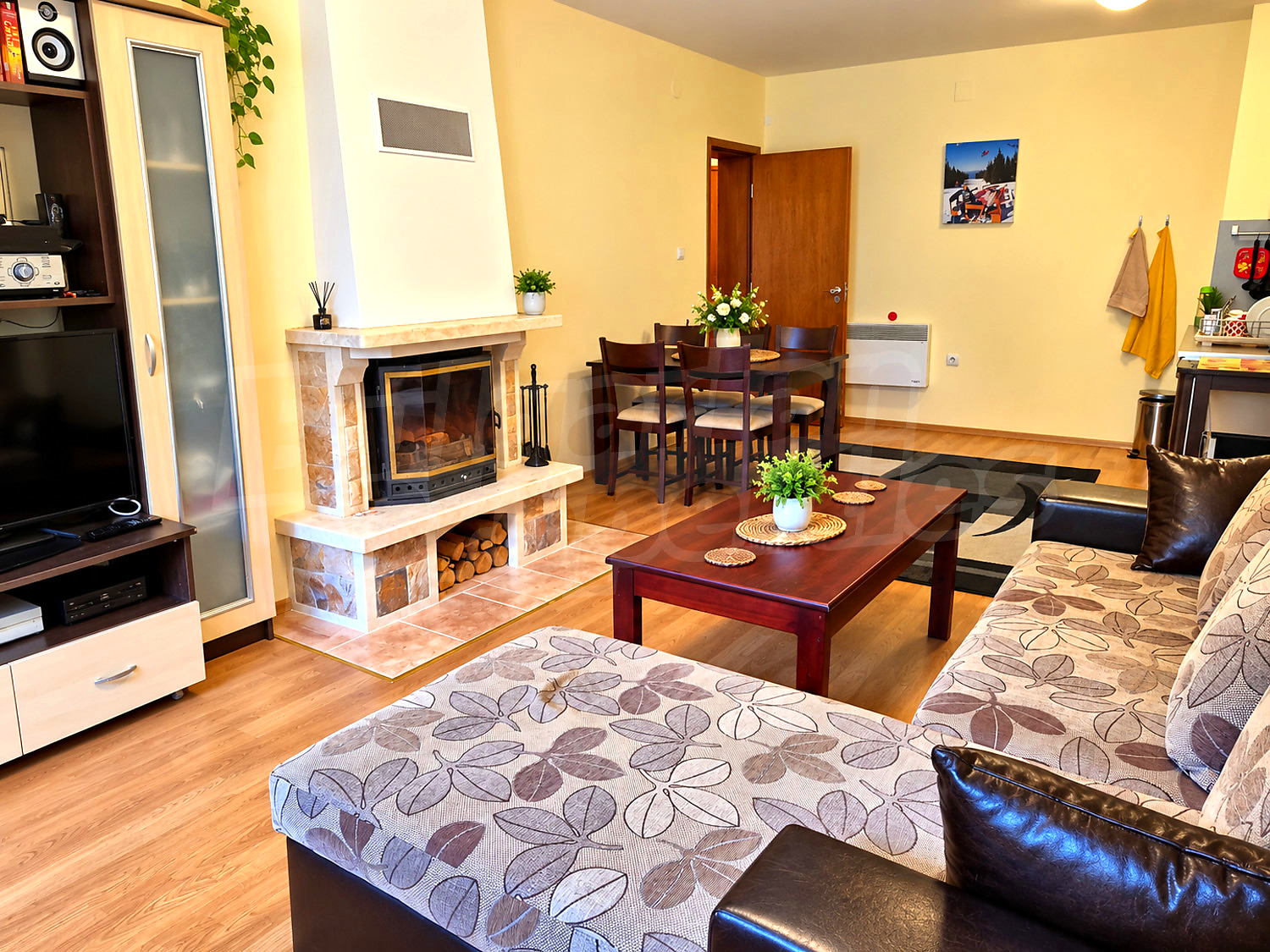 inside, living room, fireplace, furnished