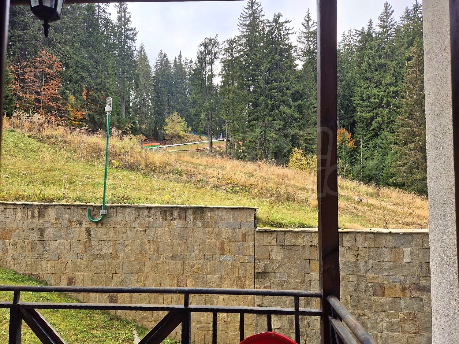 balcony, view from balcony, outside, green area