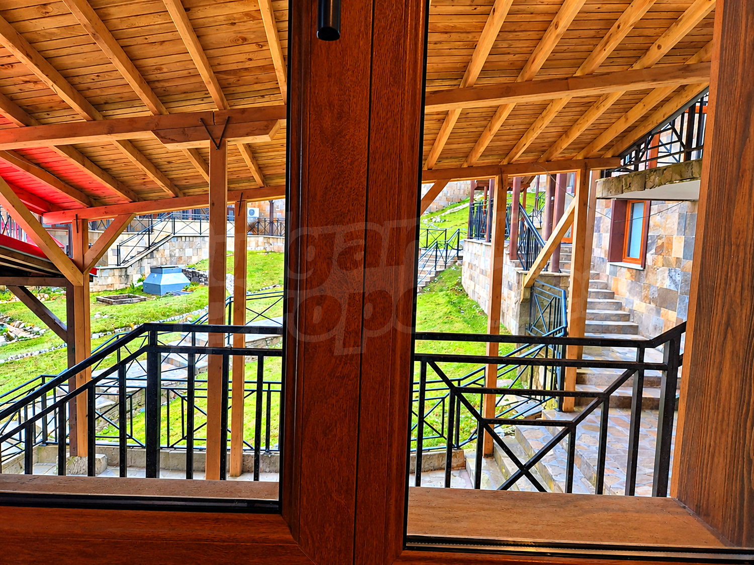 outside, stairs, green area