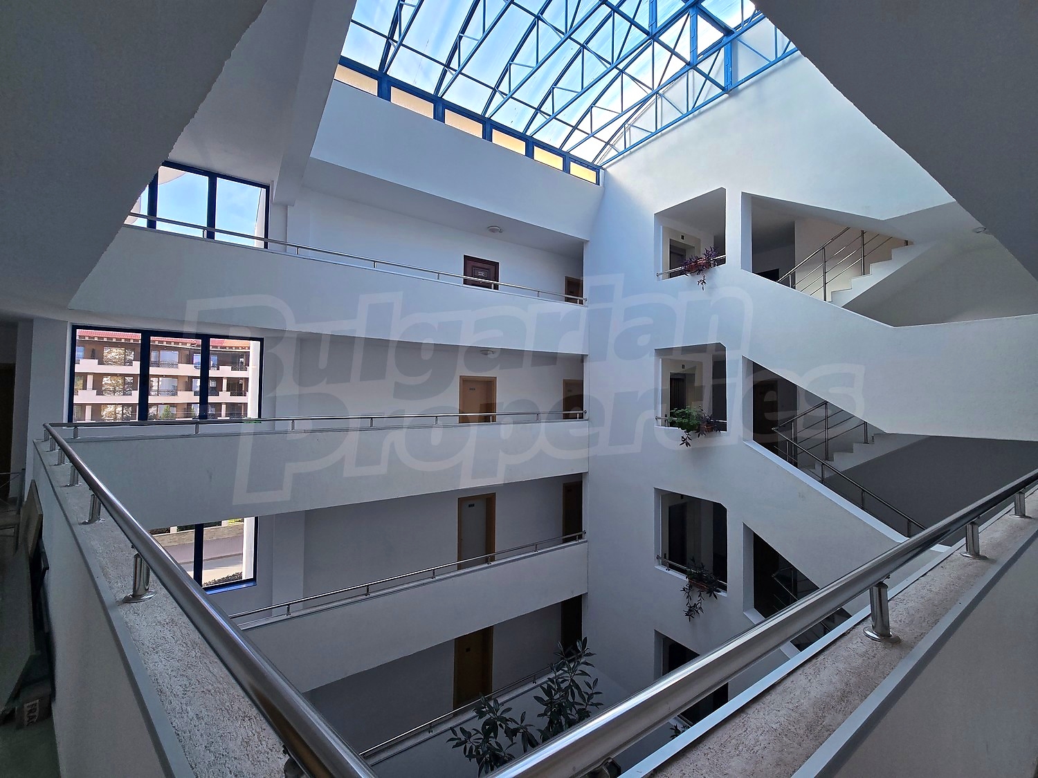 inside, hallway, stairs, inside building entrance