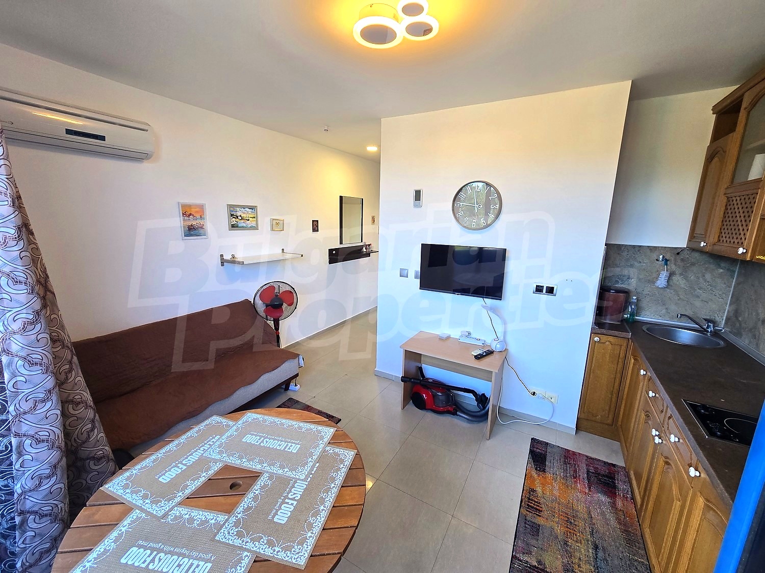inside, living room, kitchen, furnished