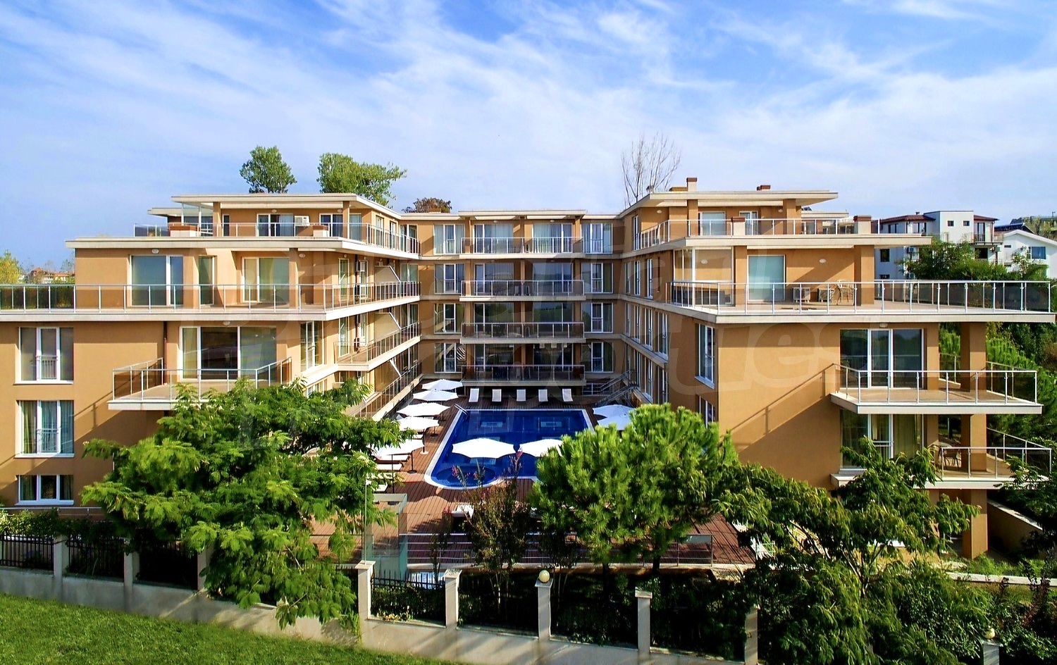 facade, pool, green area, outside