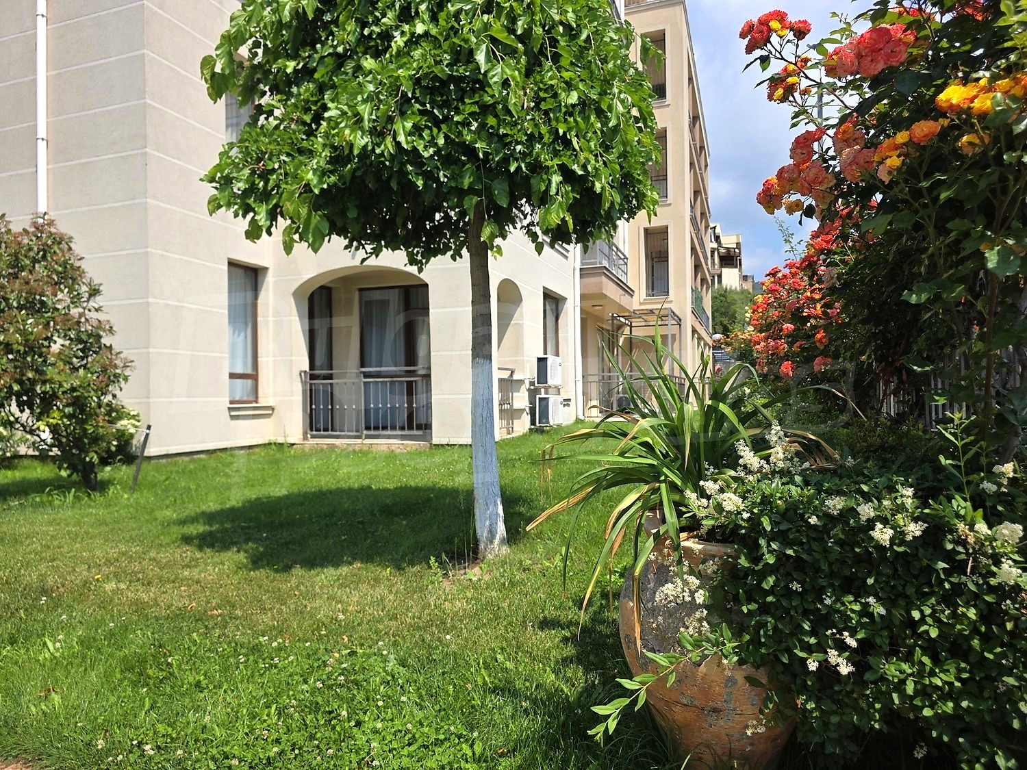 facade, garden, outside, green area