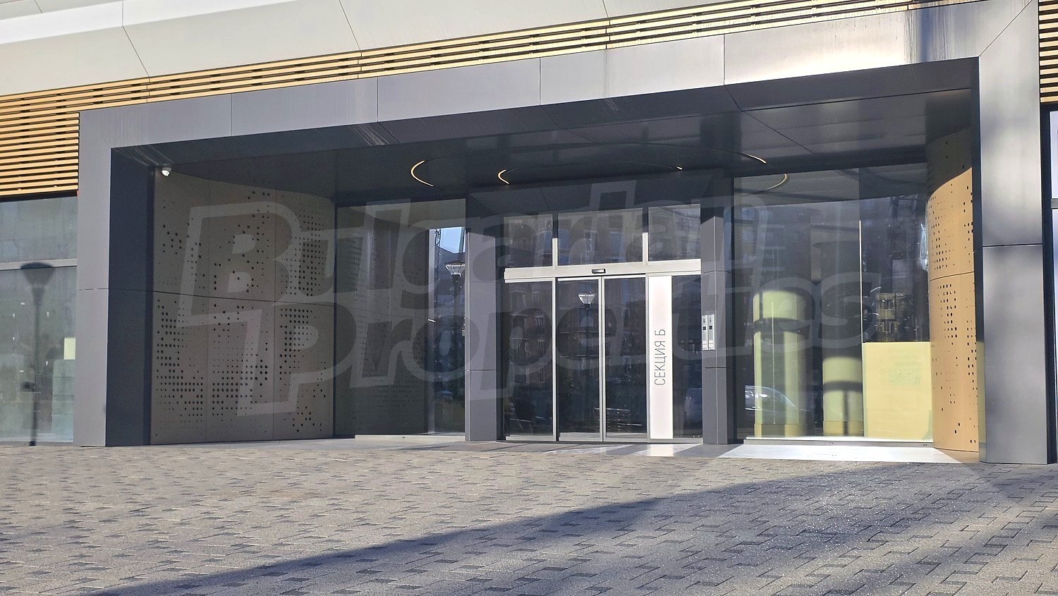 outside, facade, inside building entrance