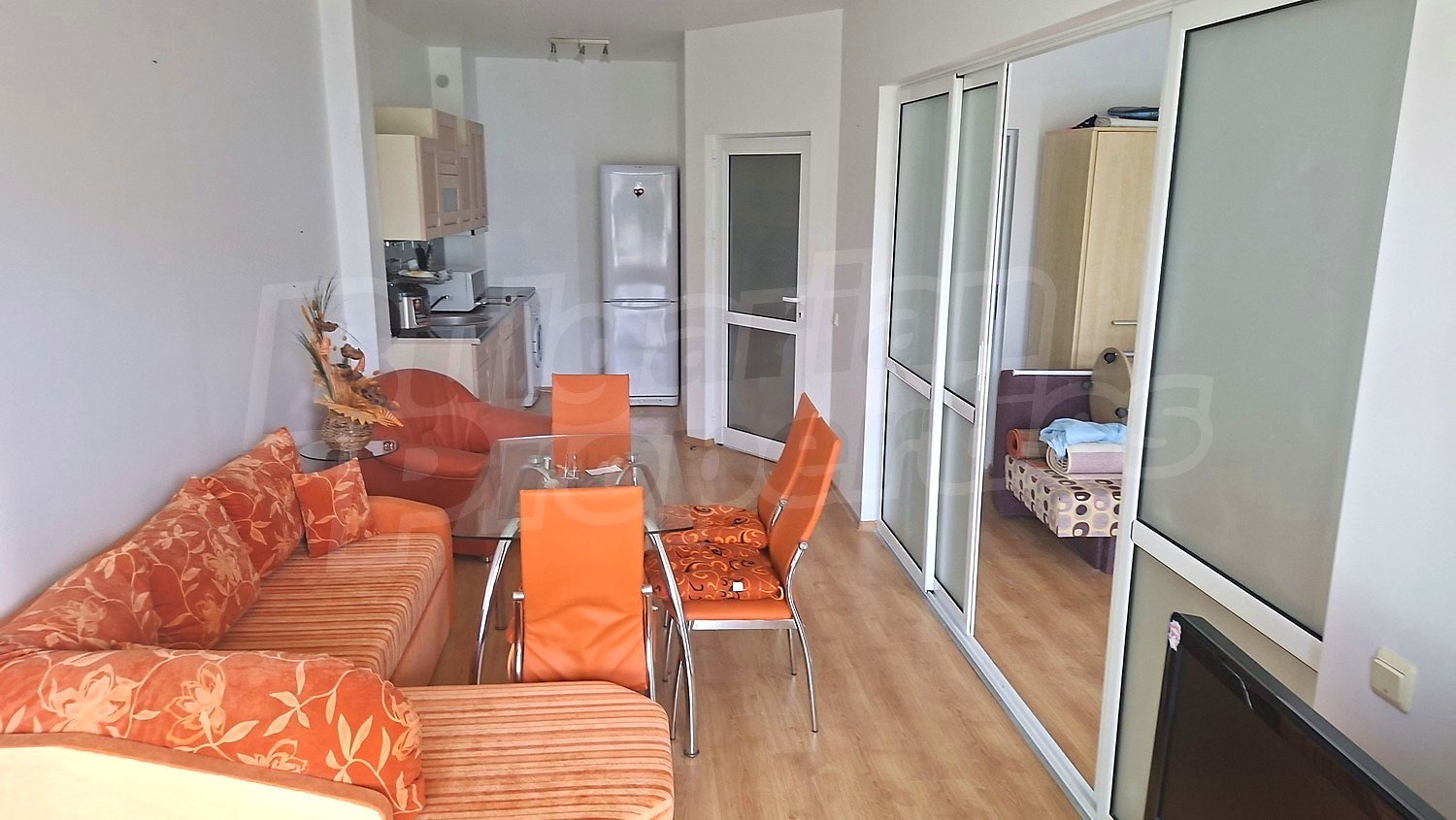 inside, living room, kitchen, furnished