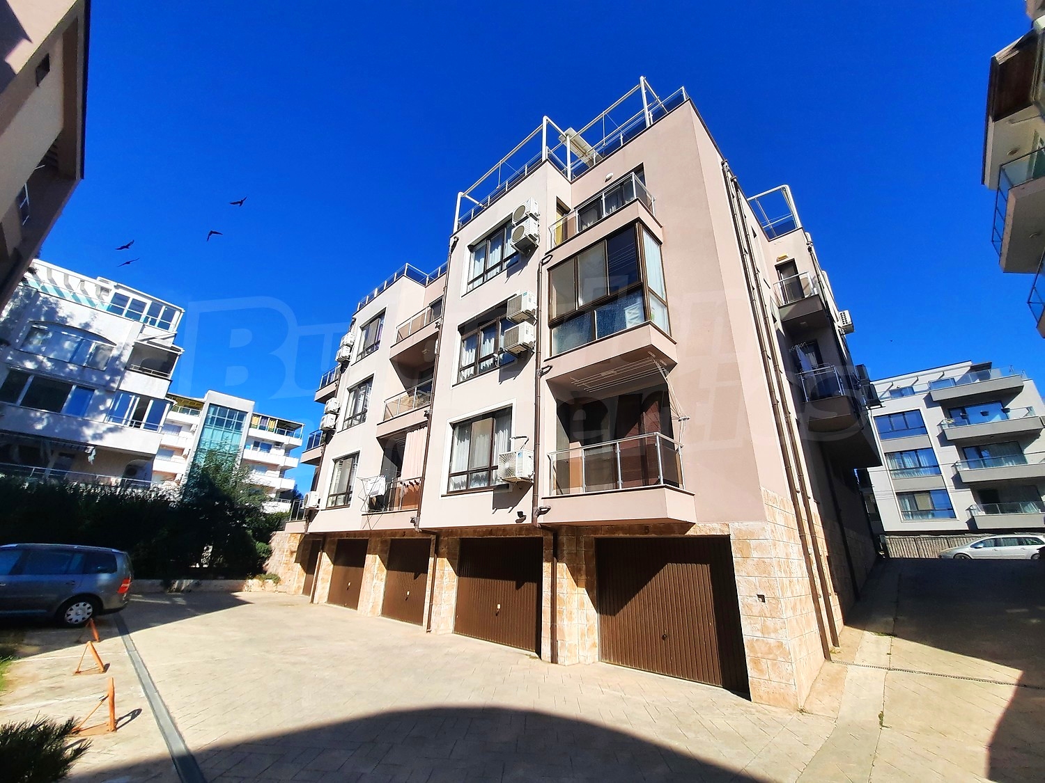 facade, outside, parking