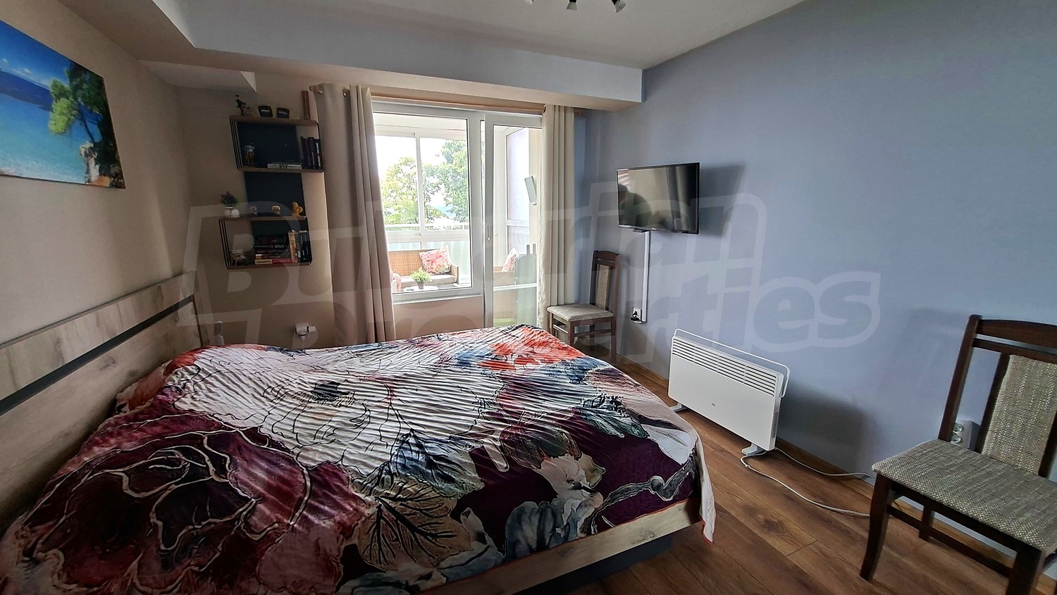 inside, bedroom, balcony, furnished