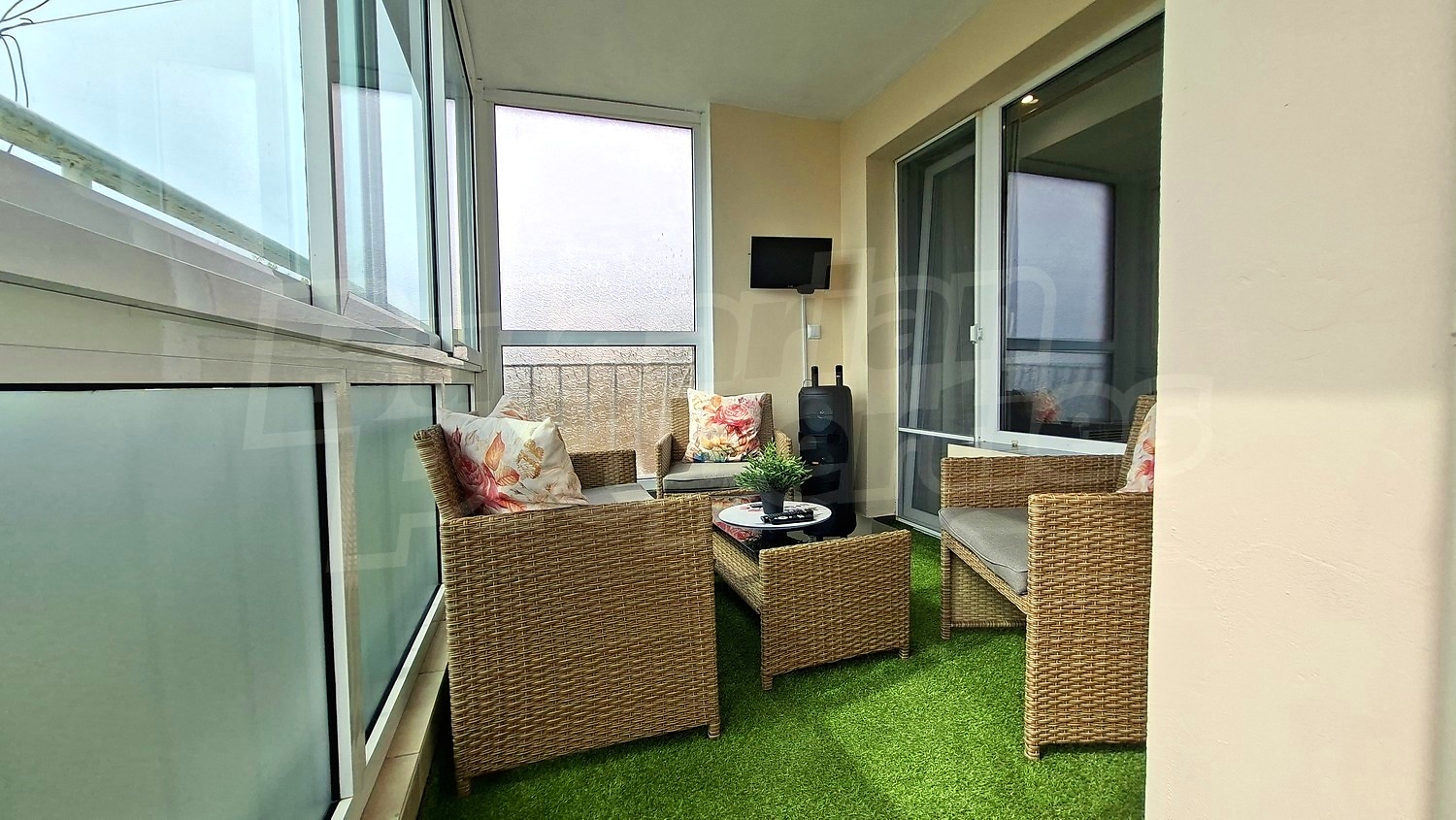 balcony, furnished