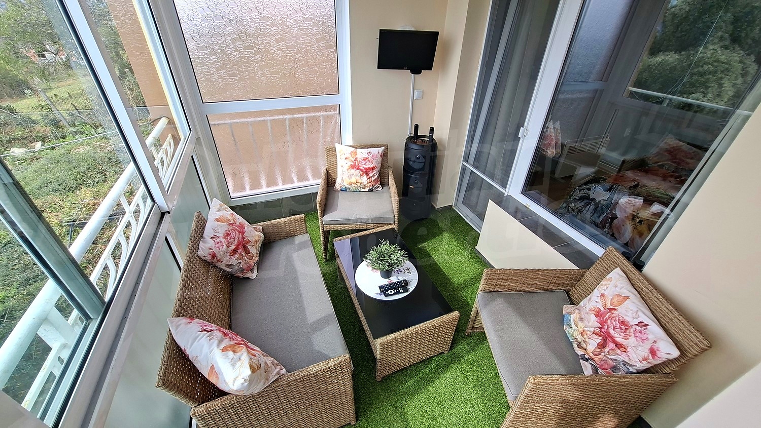 balcony, furnished, view from balcony