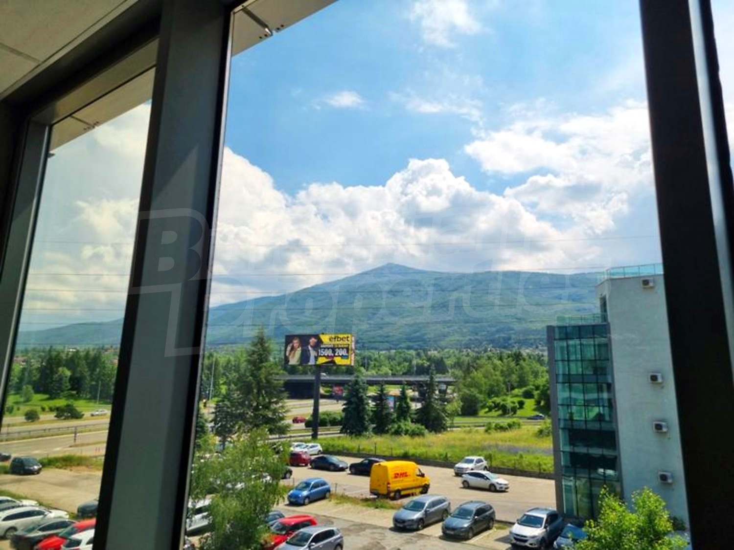 outside, mountain, view from balcony, parking