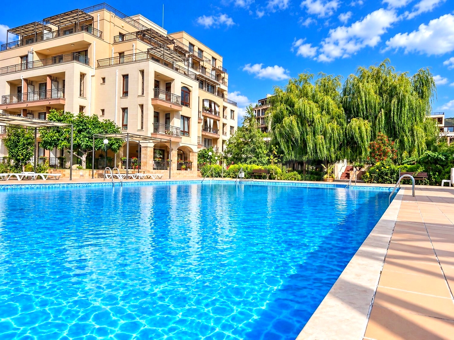 outside, pool, facade, garden