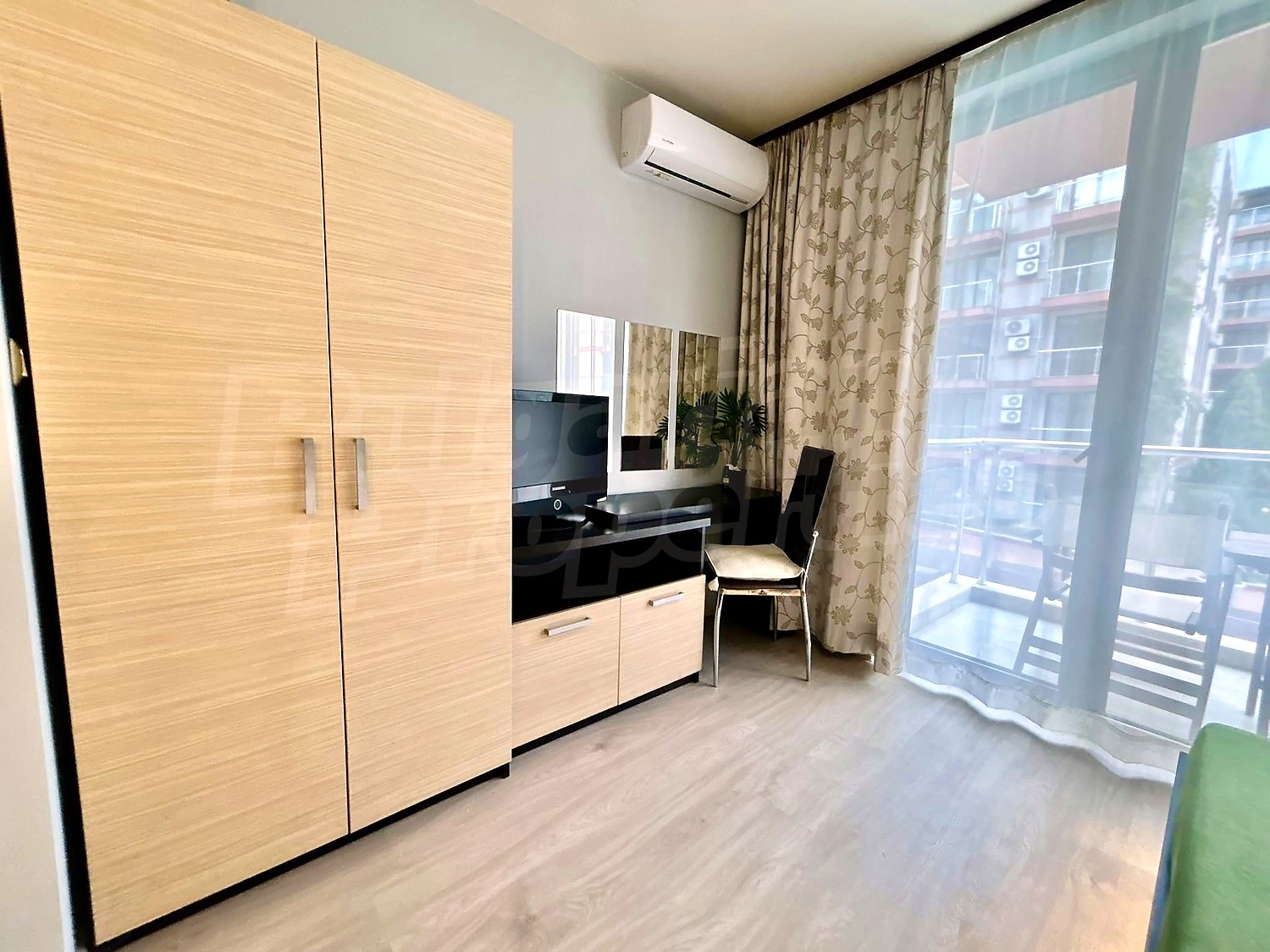 inside, bedroom, balcony, furnished